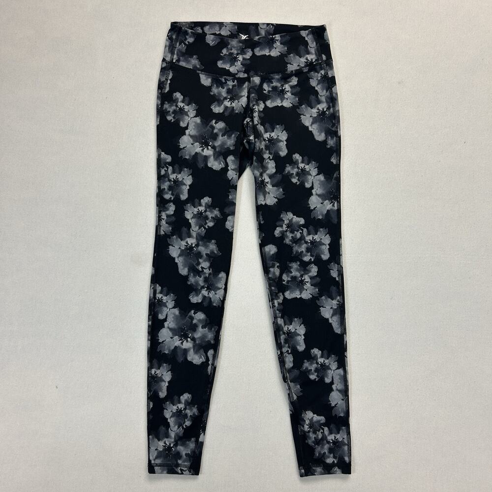 Old Navy Active Go-Dry Leggings Women's Small Fitted Gray Floral Athetic Gym Run